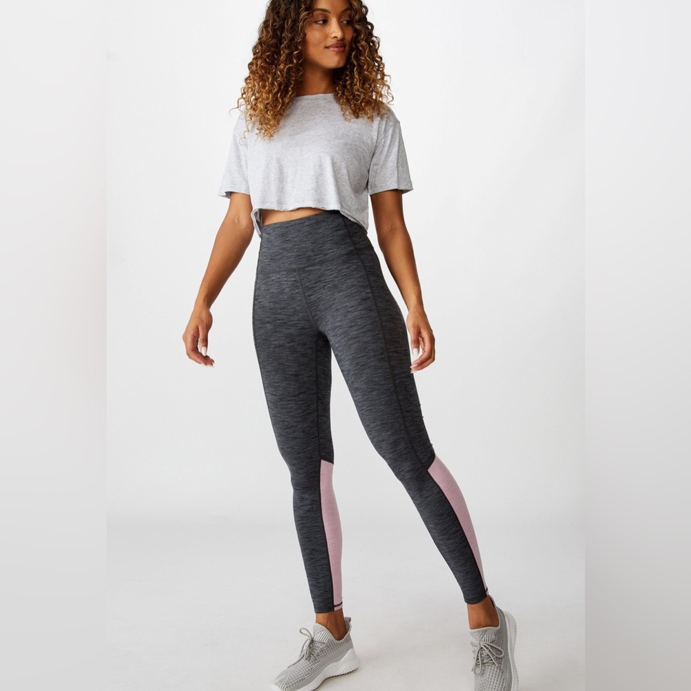 Concrete Marle Splice Gray and Pink Women's Leggings by IBody Size XS NWT